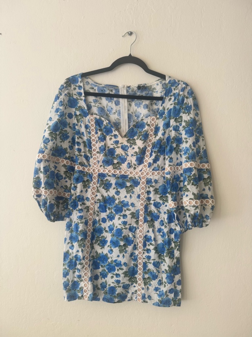 Blue Floral Mini Dress Petite Size 4
